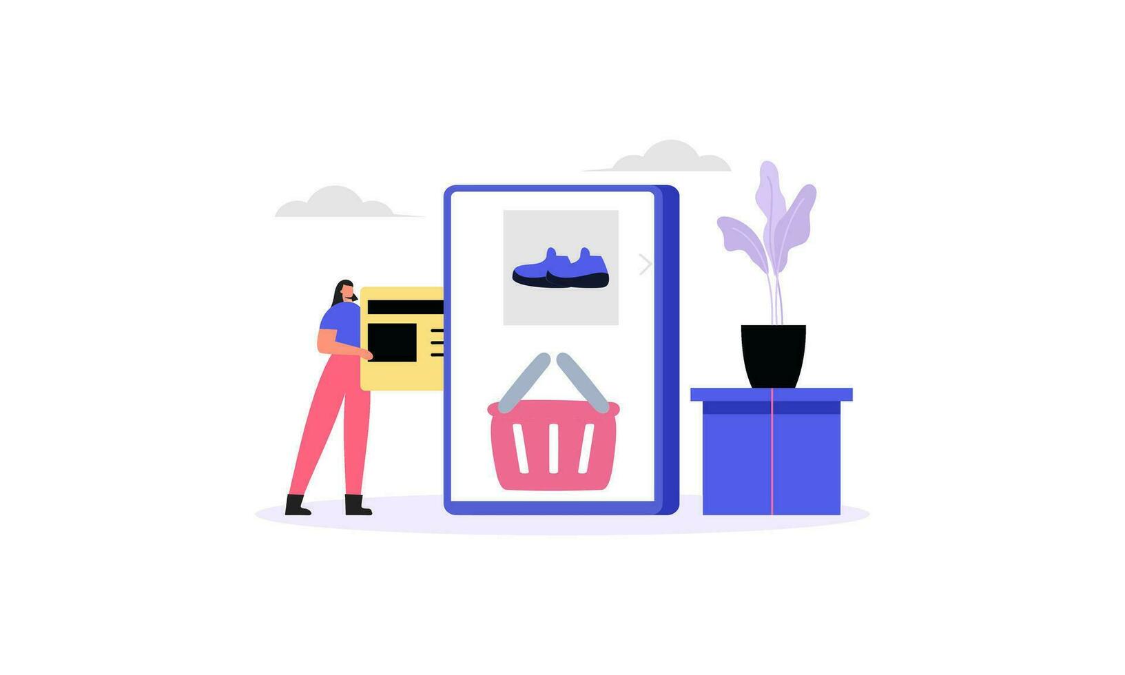 Online shopping and E-commerce concept illustration vector