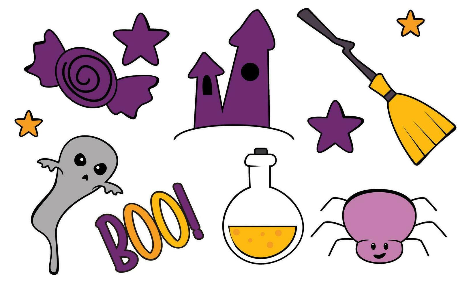 Cartoon halloween design elements vector