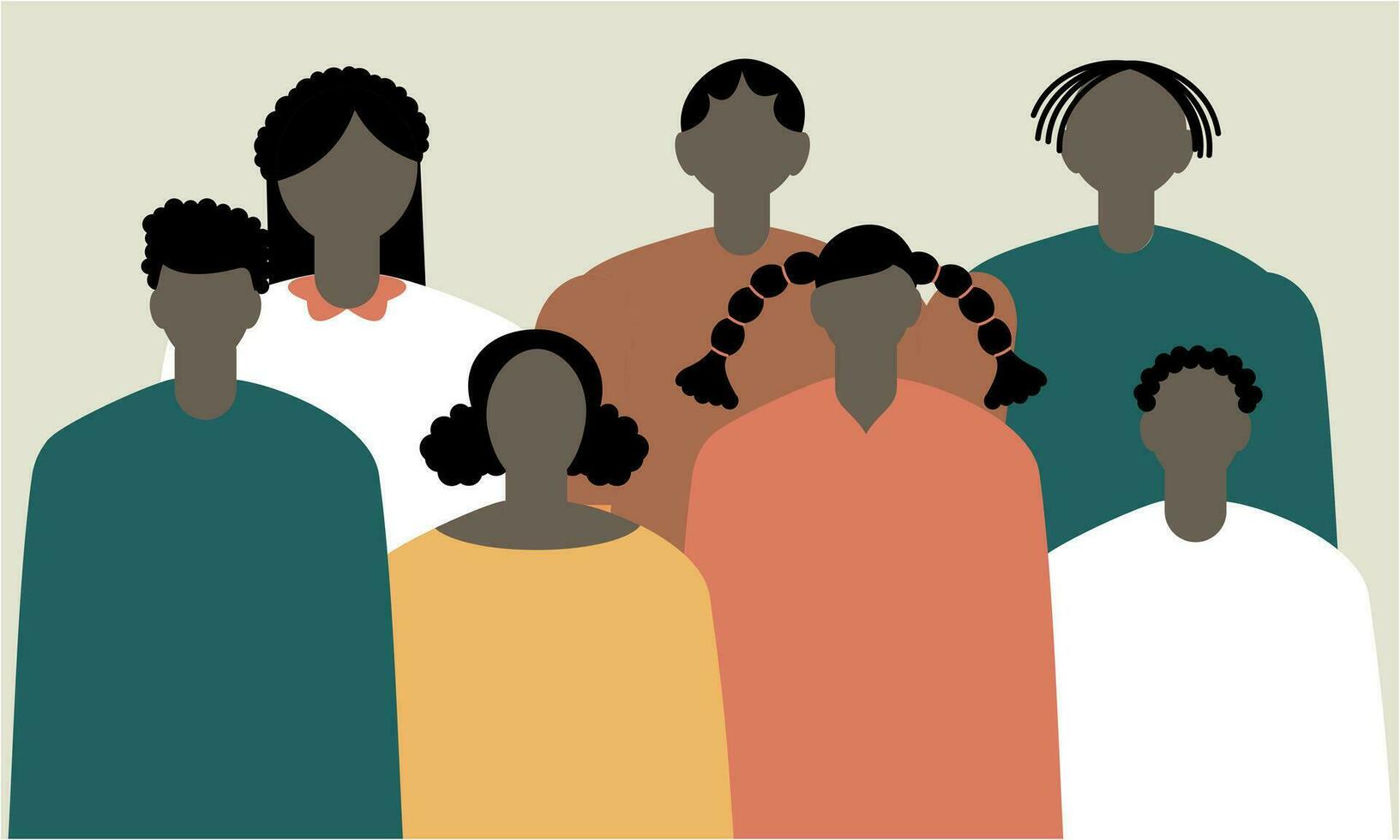 Black community, african people gathered together illustration vector