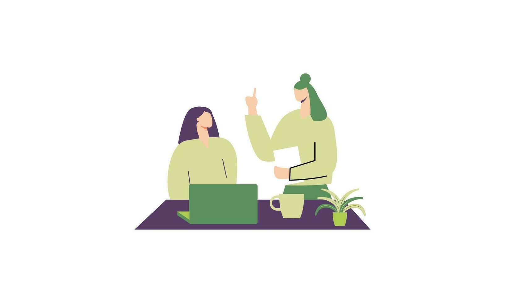 Office worker having discussion with colleague illustration vector