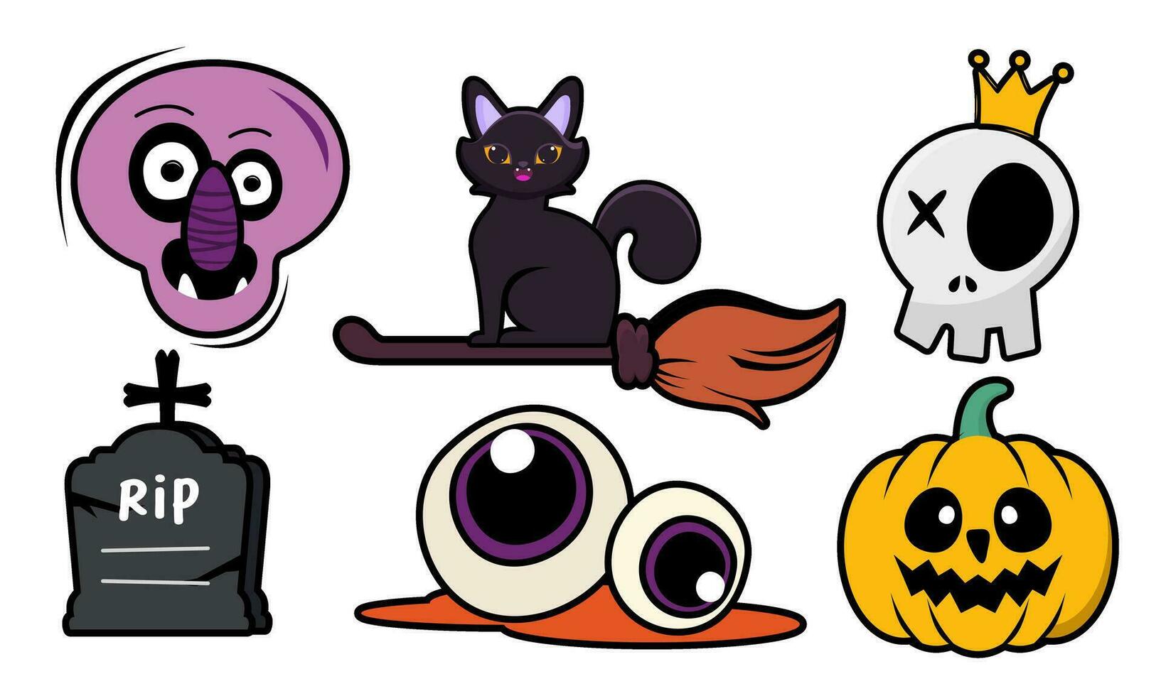 Cartoon halloween design elements vector