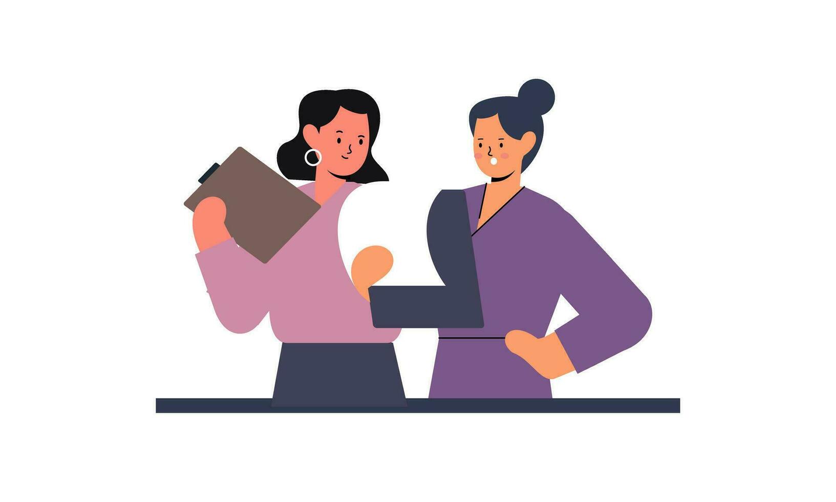 Office worker having discussion with colleague illustration vector