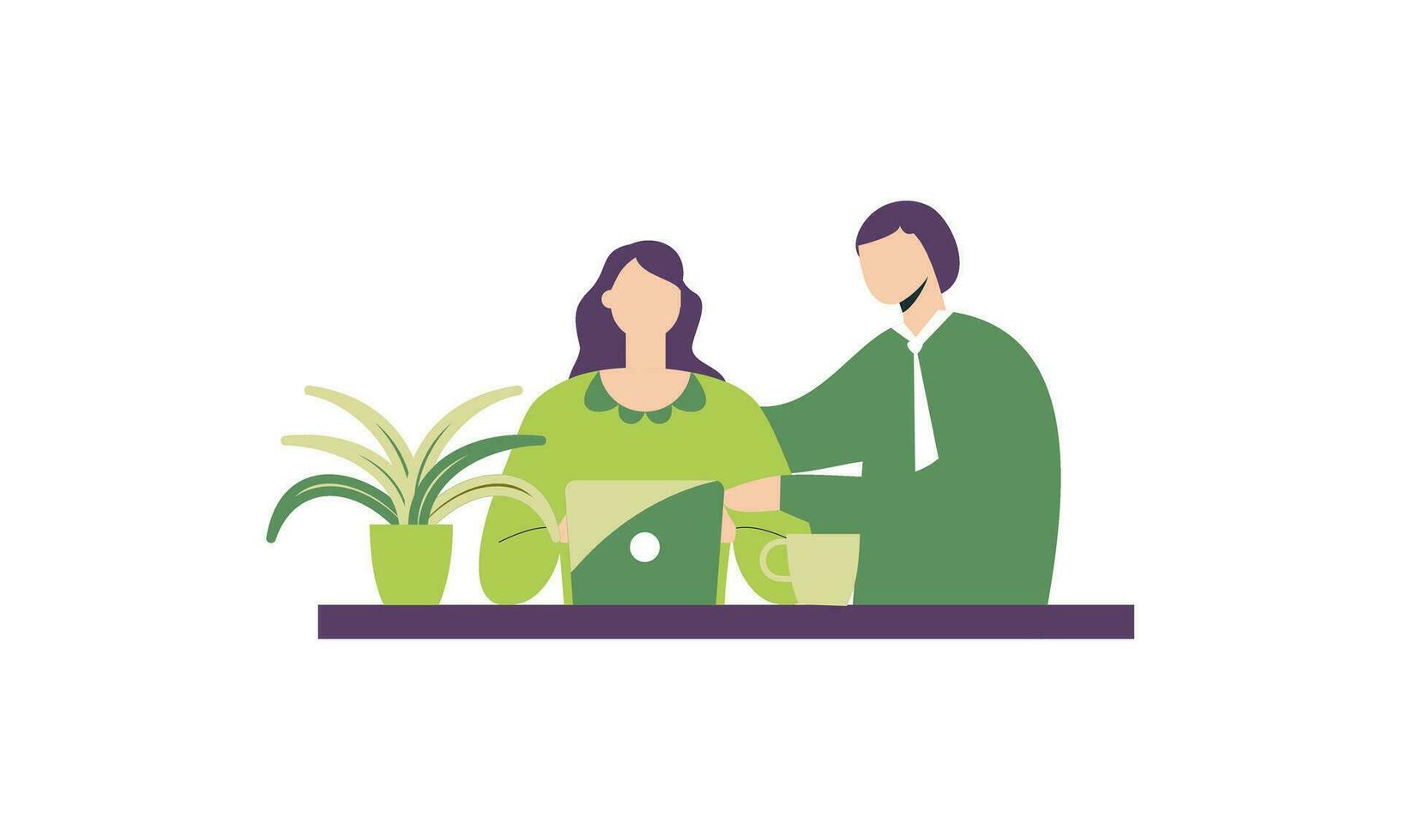 Office worker having discussion with colleague illustration vector