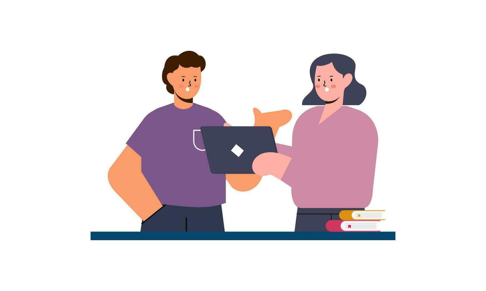 Office worker having discussion with colleague illustration vector