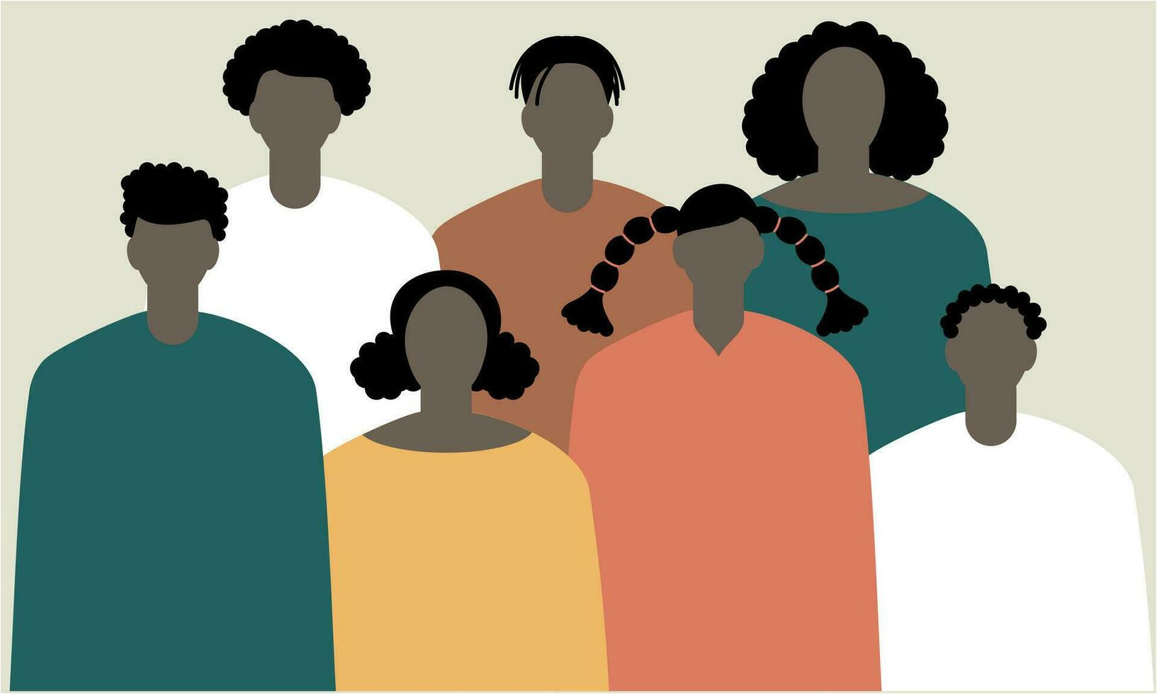 Black community, african people gathered together illustration vector