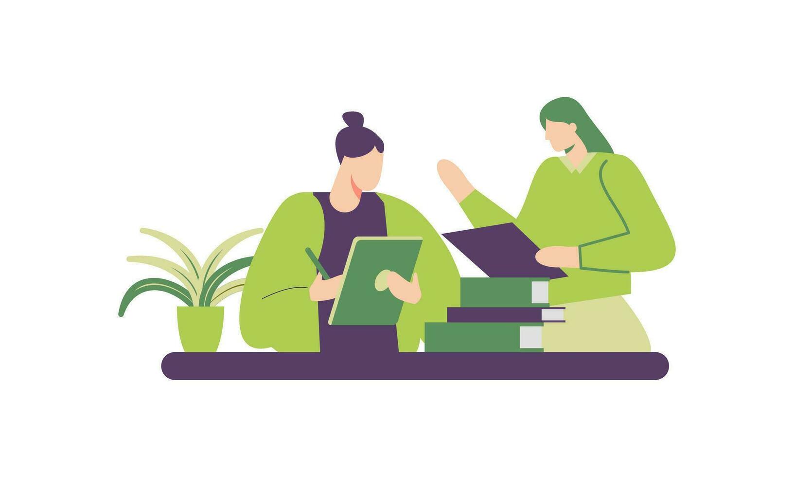 Office worker having discussion with colleague illustration vector