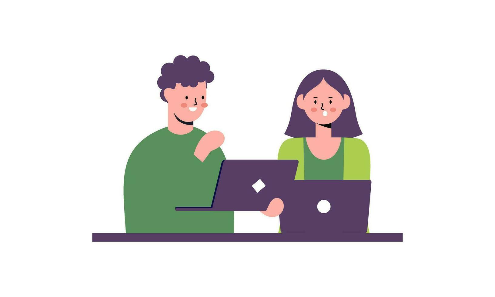 Office worker having discussion with colleague illustration vector