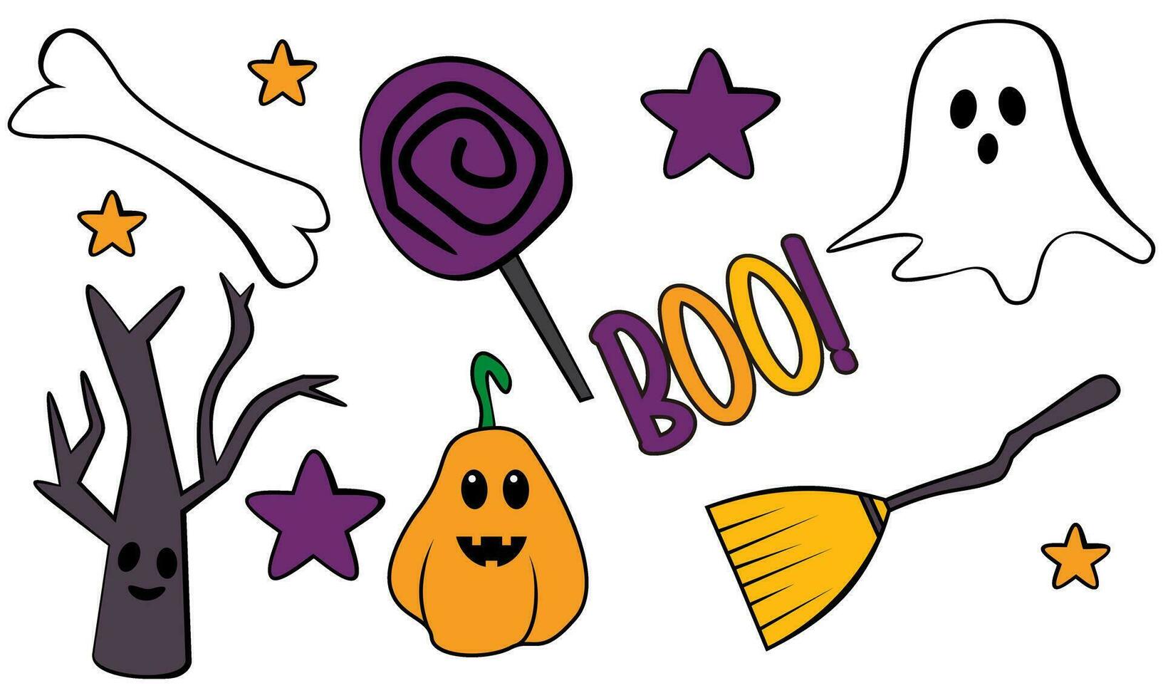 Cartoon halloween design elements vector