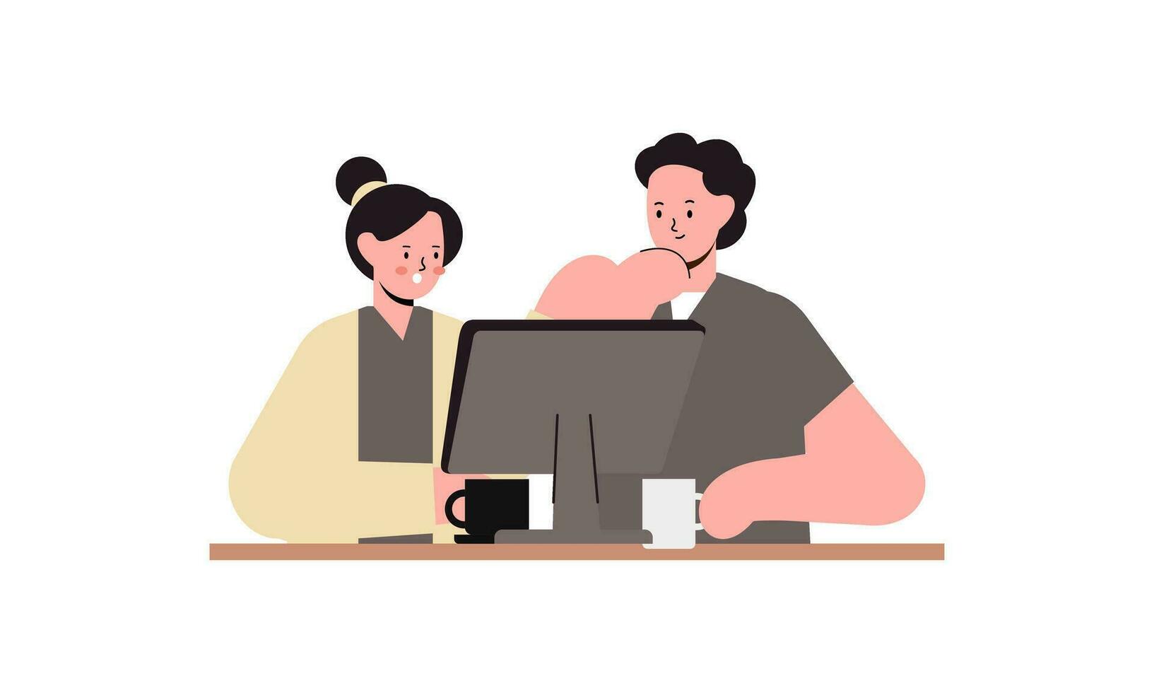 Office worker having discussion with colleague illustration vector