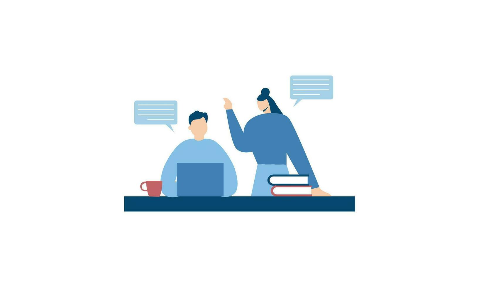 Office worker having discussion with colleague illustration vector