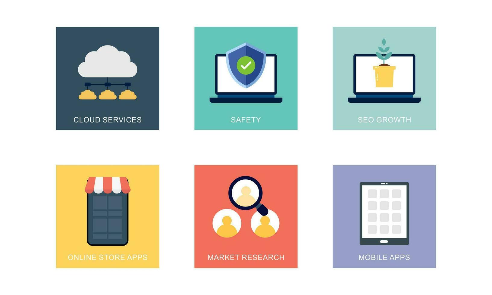 Digital marketing icons set flat design vector