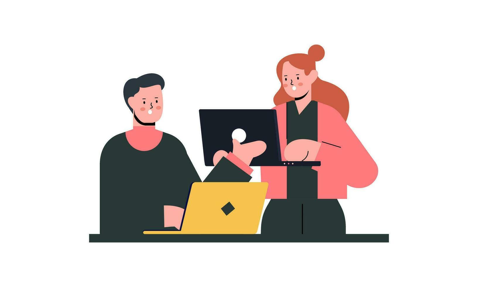 Office worker having discussion with colleague illustration vector