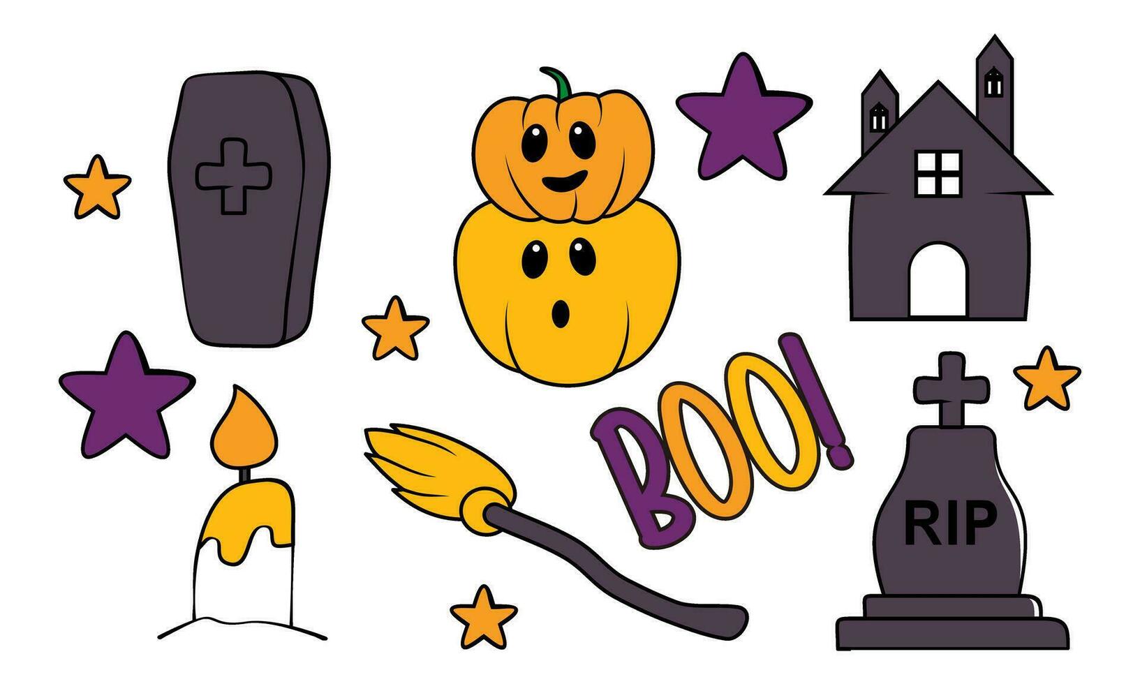 Cartoon halloween design elements vector