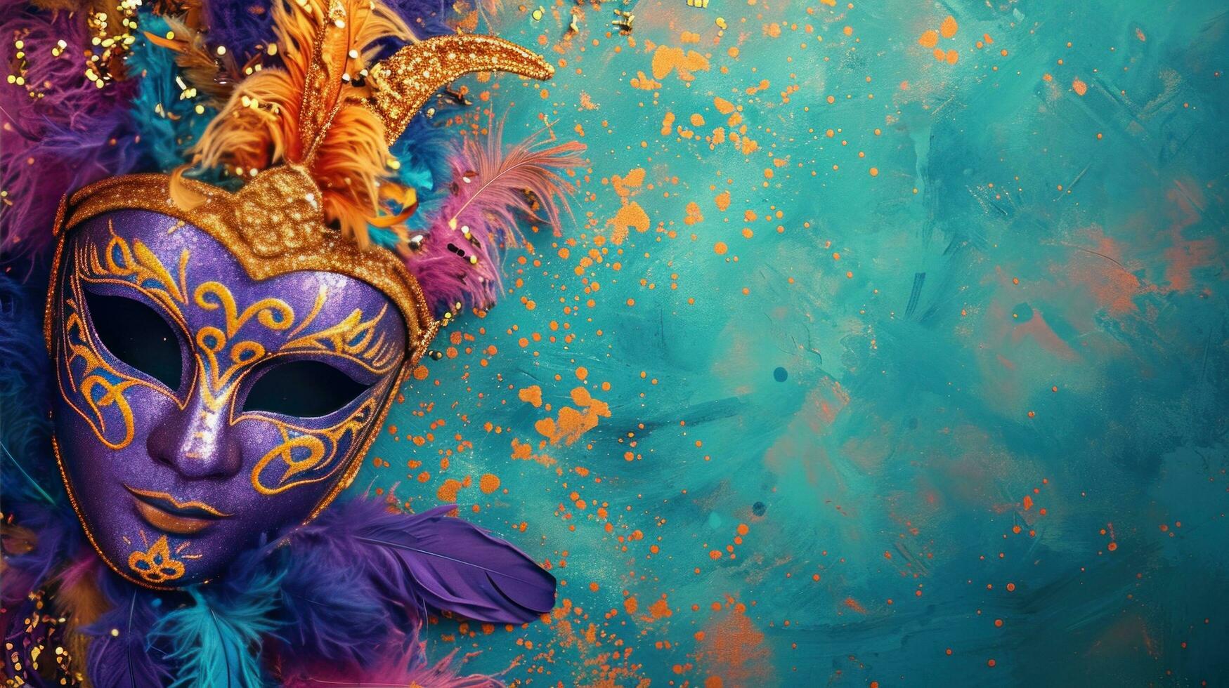 AI generated beautuful Mardi Gras Carnival background with copy space photo