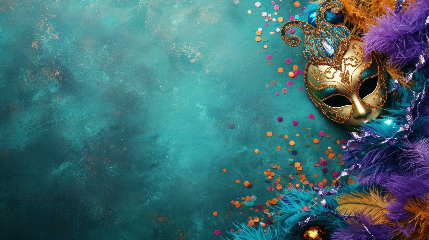 AI generated beautuful Mardi Gras Carnival background with copy space photo