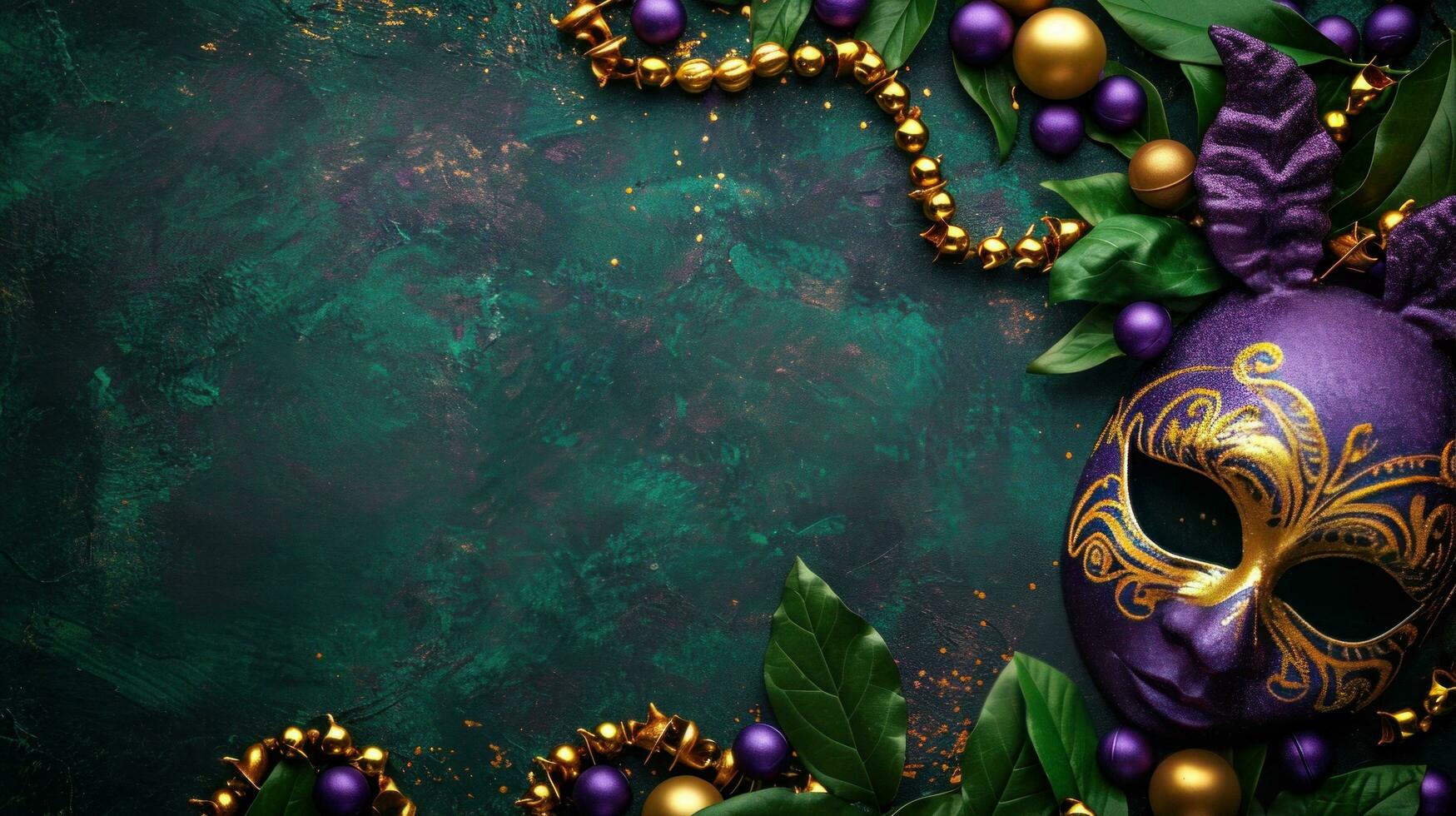 AI generated beautuful Mardi Gras Carnival background with copy space photo