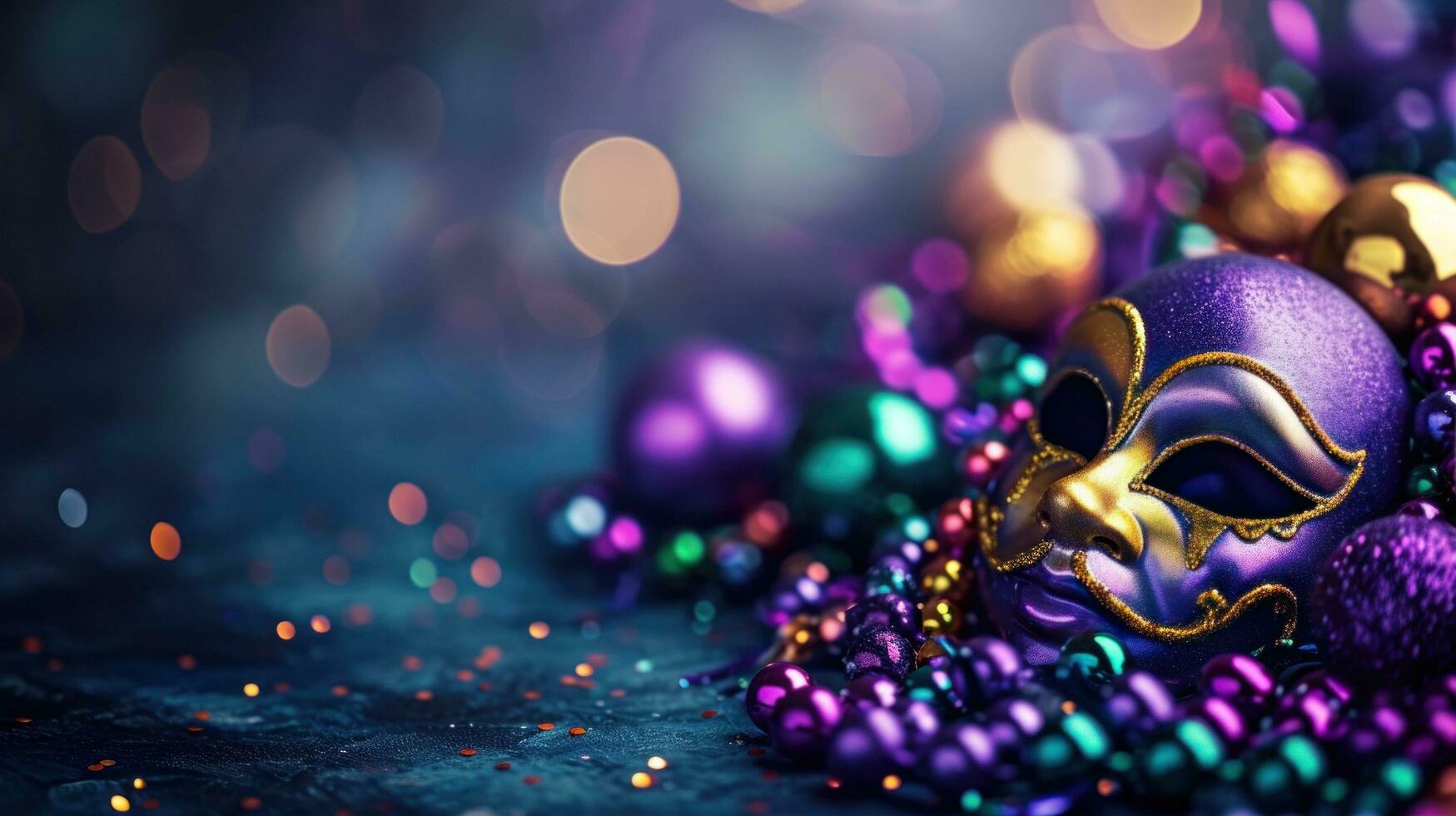 AI generated beautuful Mardi Gras Carnival background with copy space photo