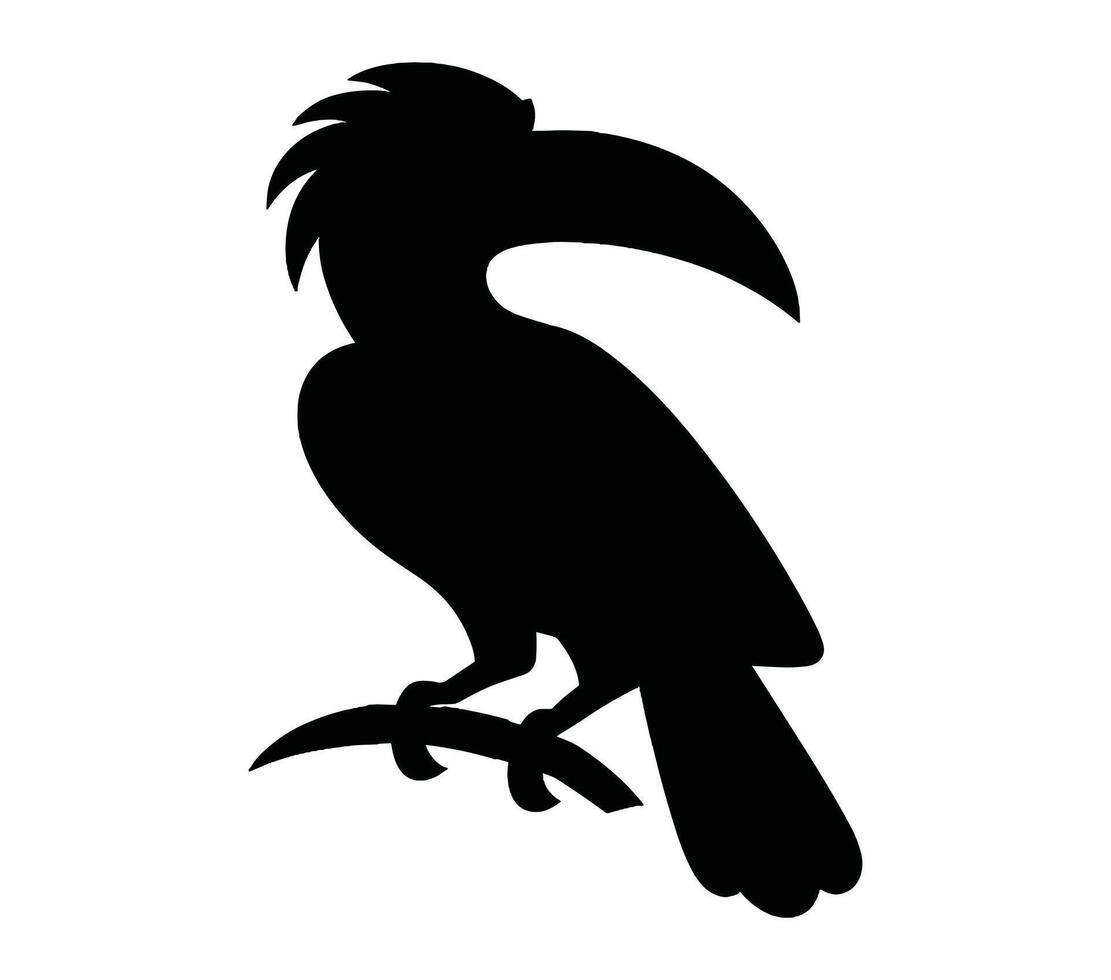 Vector, isolated silhouette of african gray hornbill. vector