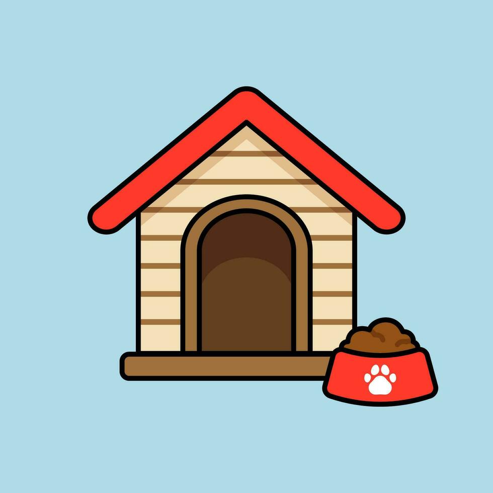 Vector Dog House Flat Design Illustration