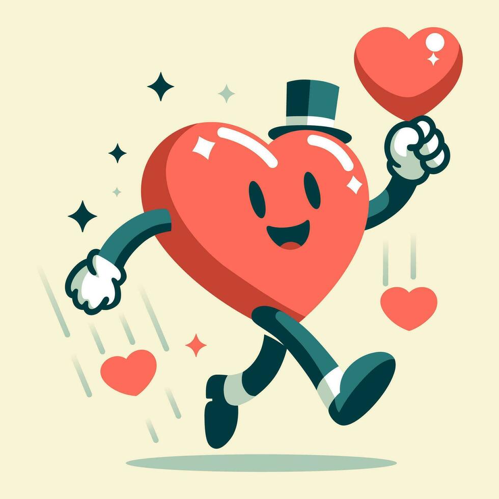 Romantic Retro Vibes - Vector Illustration of Vintage Love Heart Shape for Valentine's Day 1