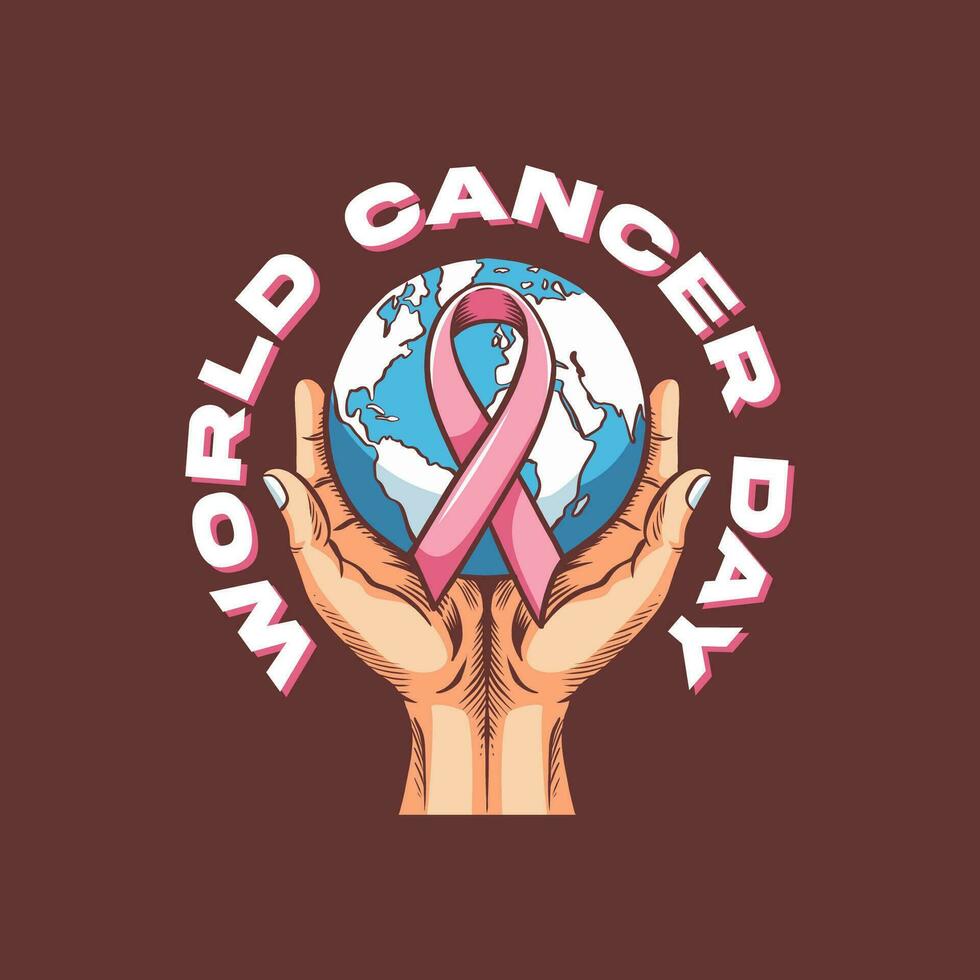 Vector illustration retro vintage hand drawn for world cancer day 2