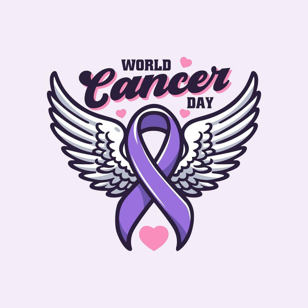 Vector illustration retro vintage hand drawn for world cancer day 4