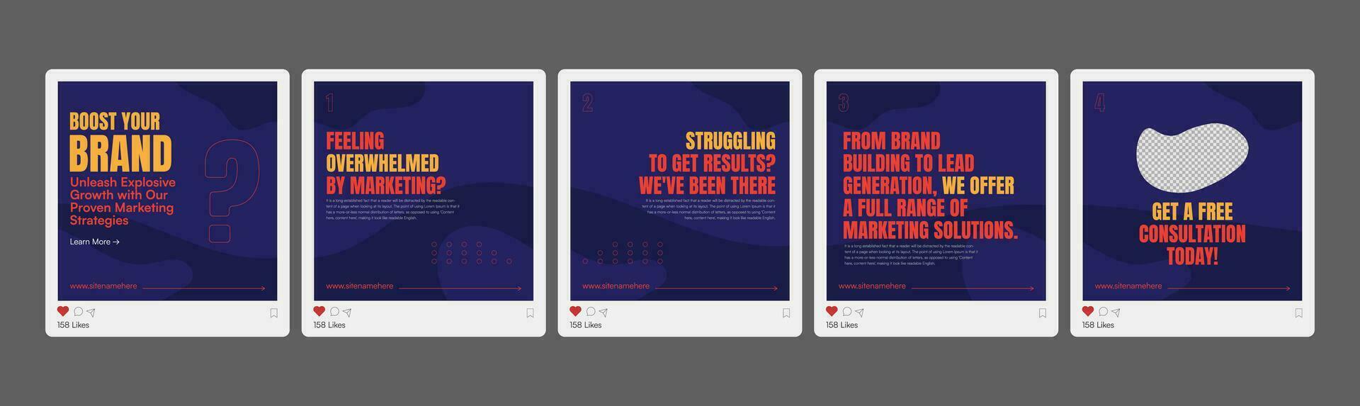 Social media Carousel Post Template, microblog carousel post. Editable social media carousel post for business. vector