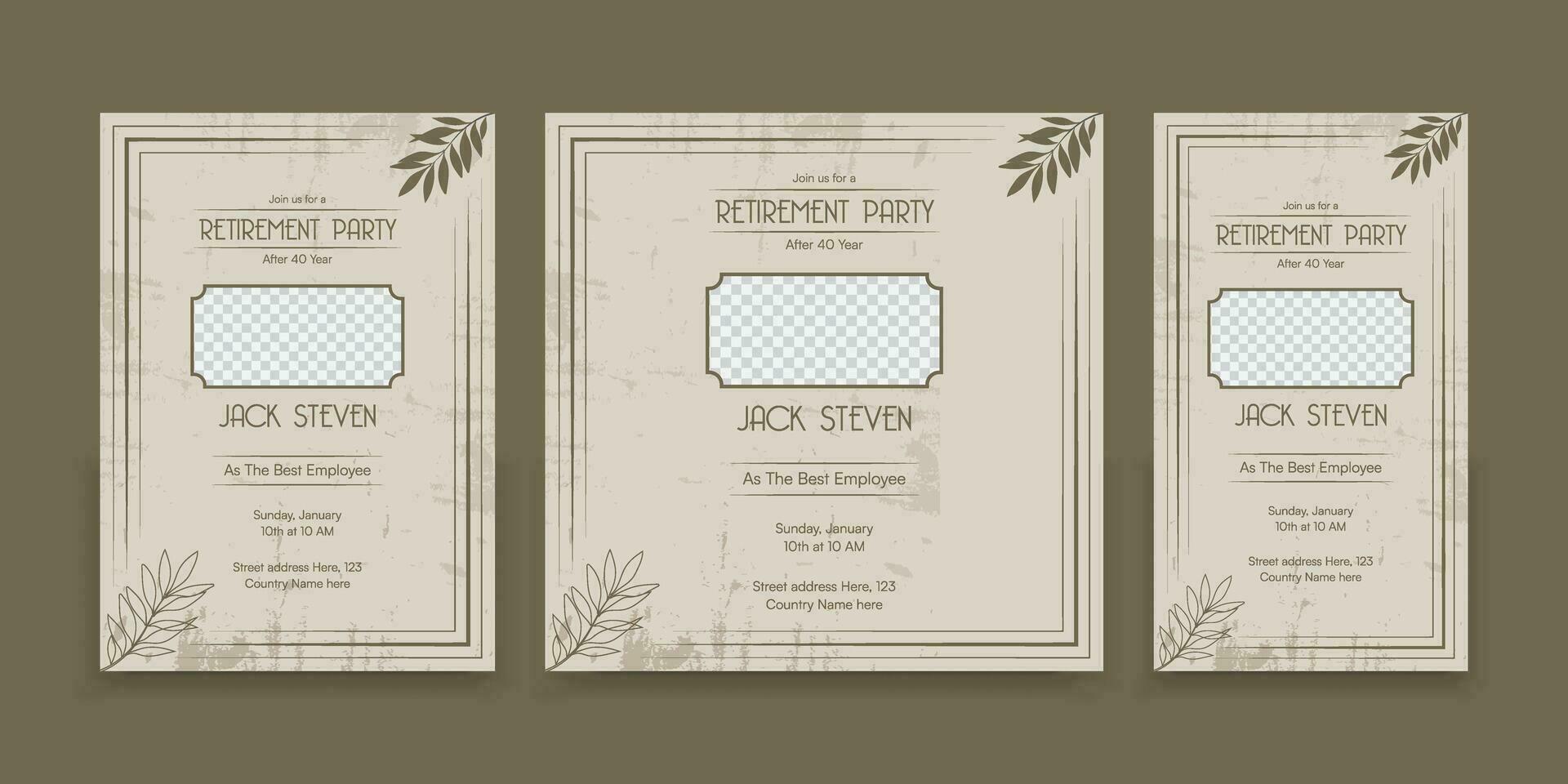 Retirement party invitation design template vector