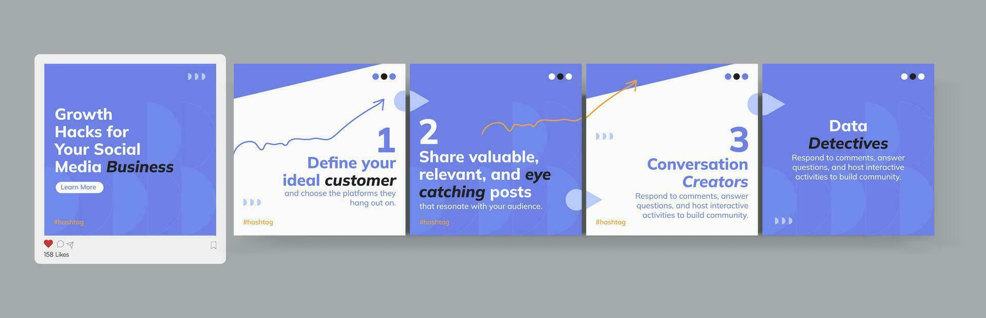 Carousel Slides Template for Social Media, Carousel post template. Social media microblog carousel post vector