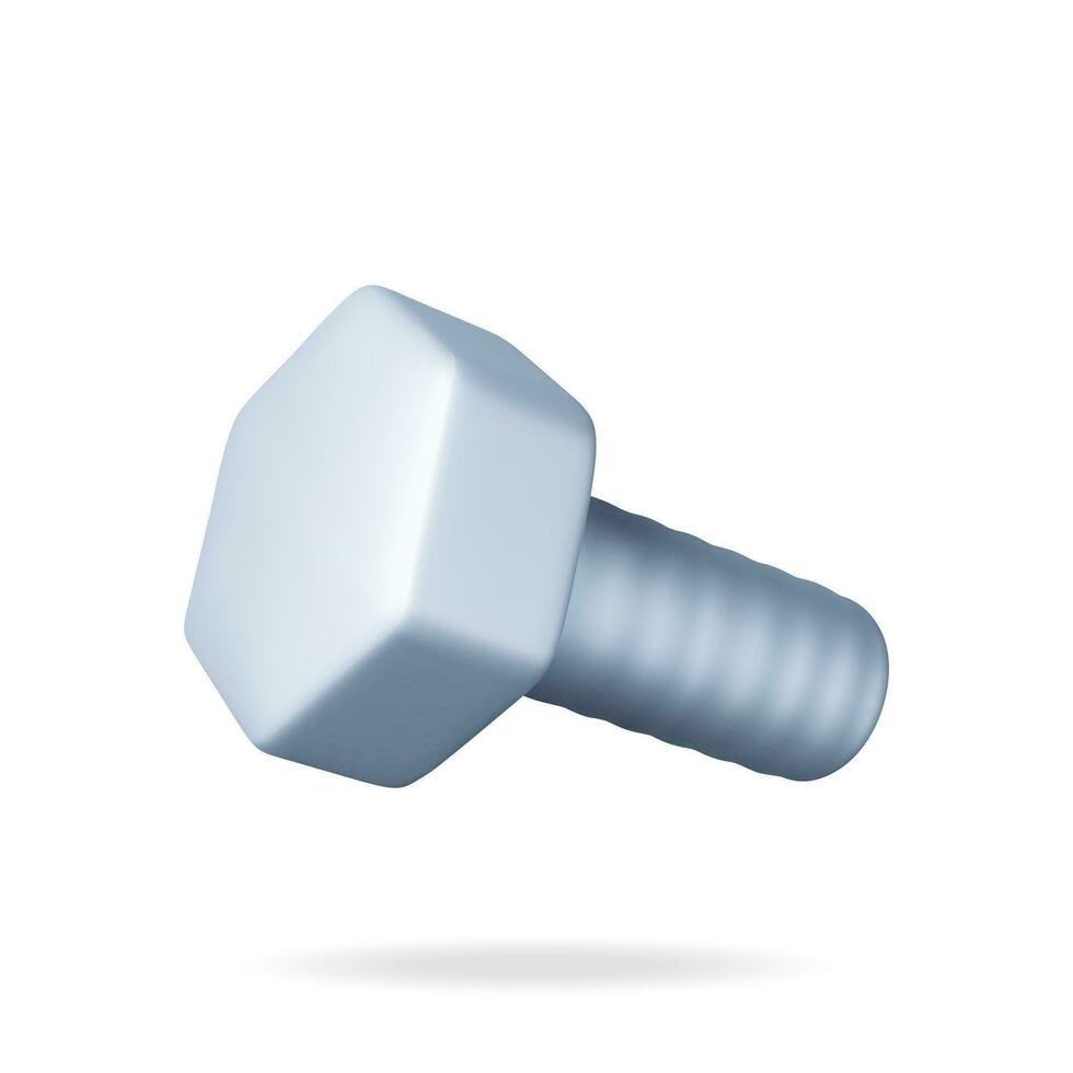 3D Metal Bolt Isolated on White. vector