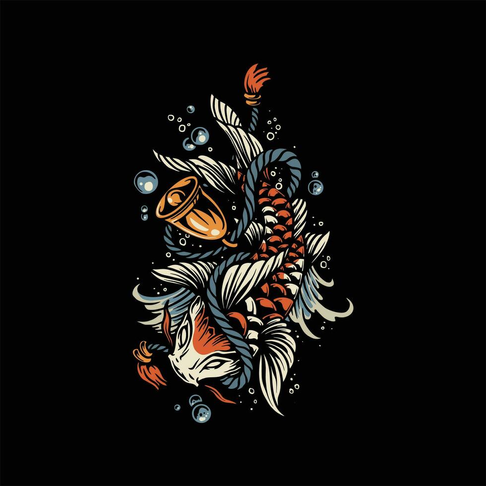 koi fish tattoo vector design
