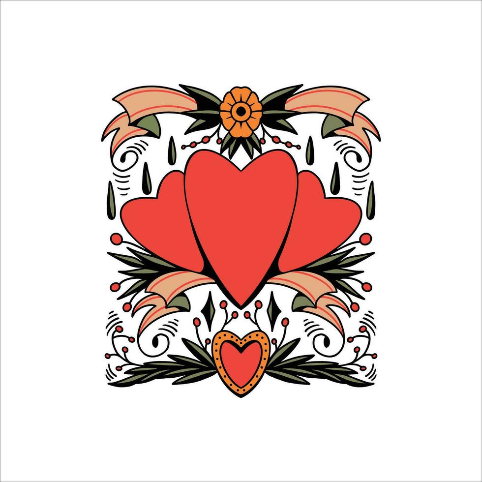 love tattoo flash vector design