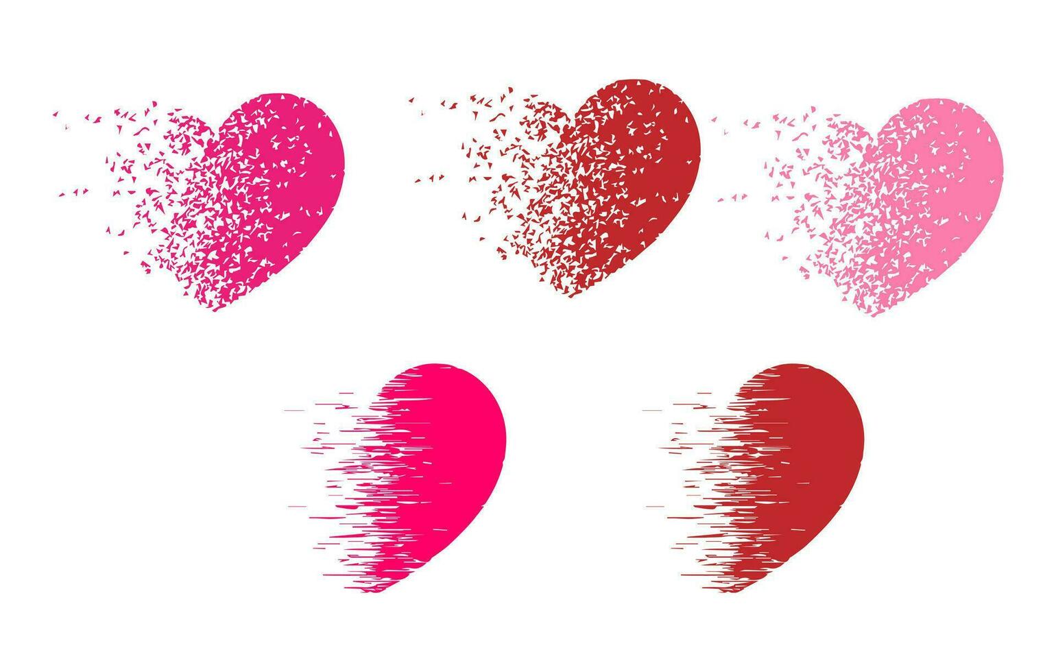 Dispersion Heart Icon Set vector