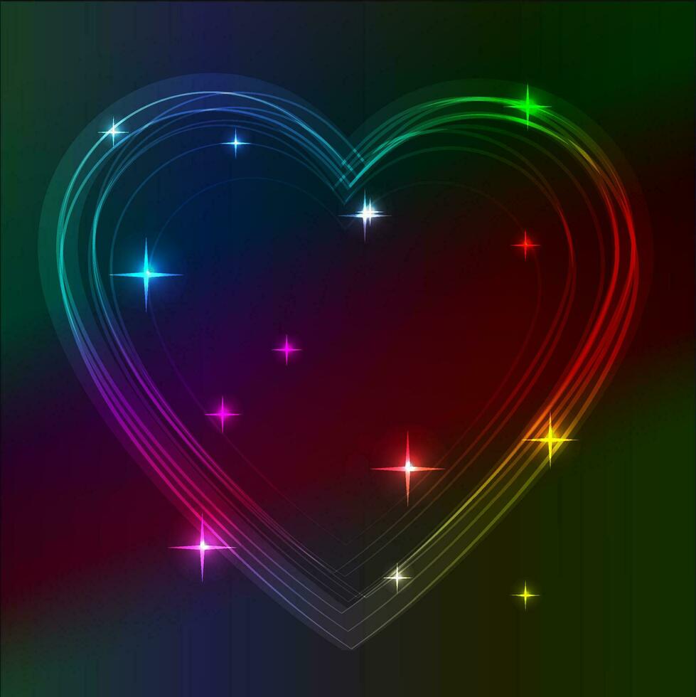 Sparkling Heart On Multicolored Gradient Background vector