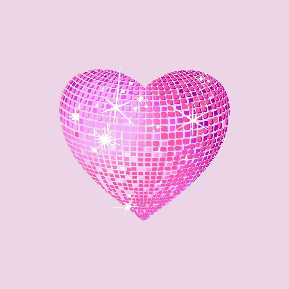 Pink Shiny Sparkling Heart Vector Illustration