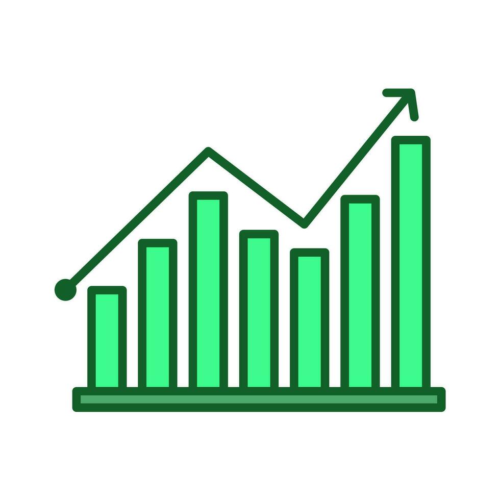 Growth Chart And Green Bars With Arrow Pointing Upward vector