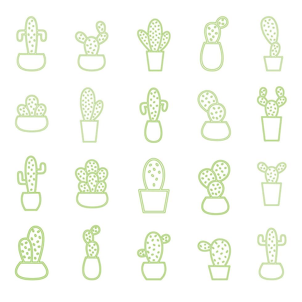 Cactus Line Icon Set vector