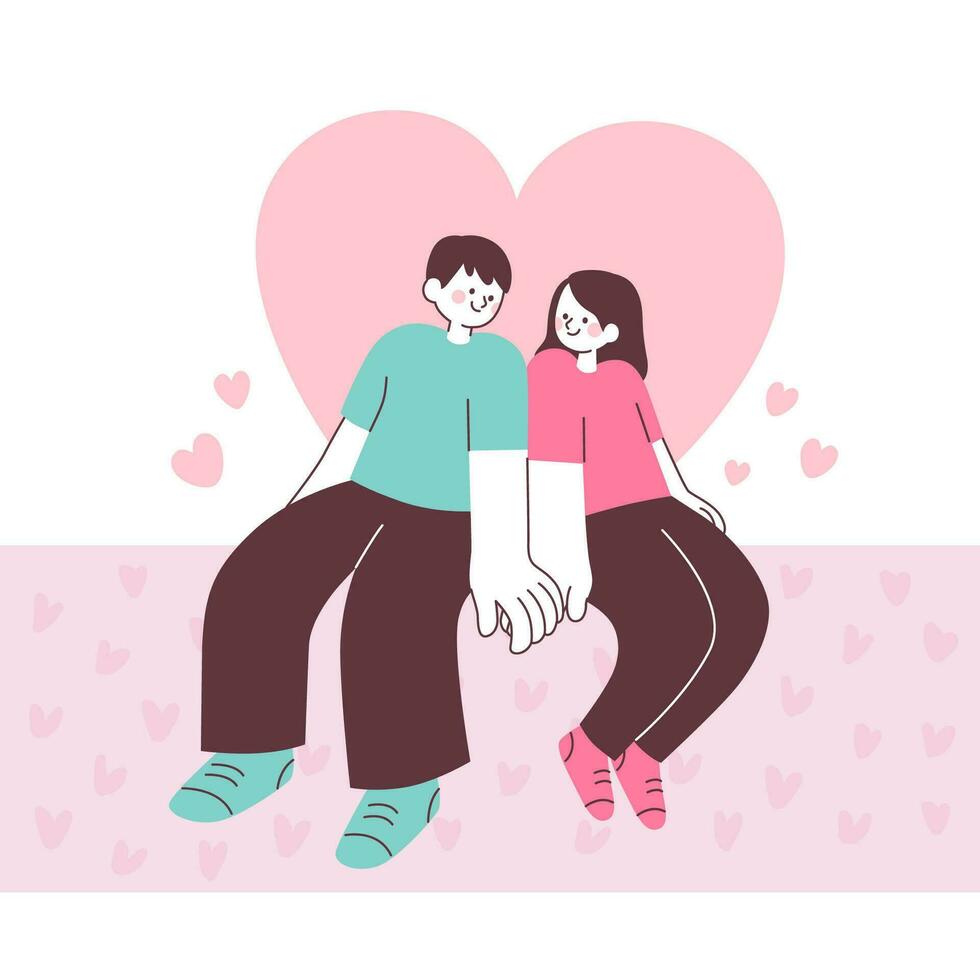 Valentine's Day Couple Sitting Together vector