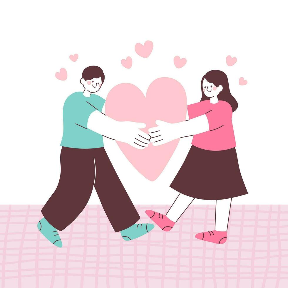 Valentine's Day Couple Holding a Heart Together vector