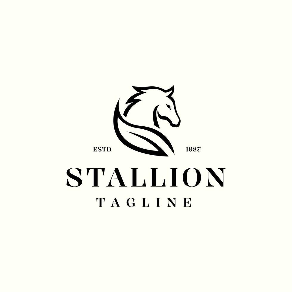 Horse Leaf Logo. Stallion Symbol Design Template Vector Illustration