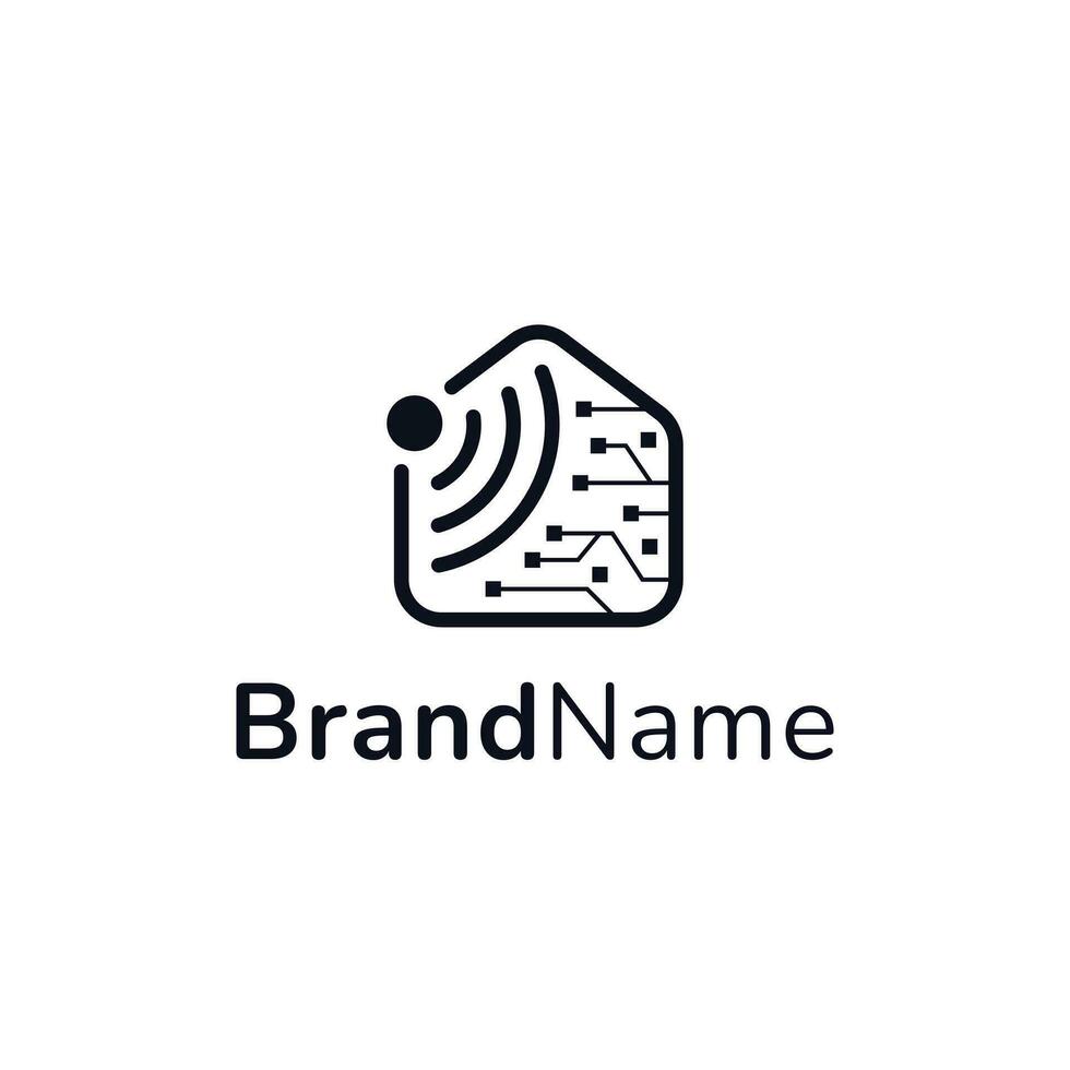 Smart Home Signal Logo Design Template Vector Illustration