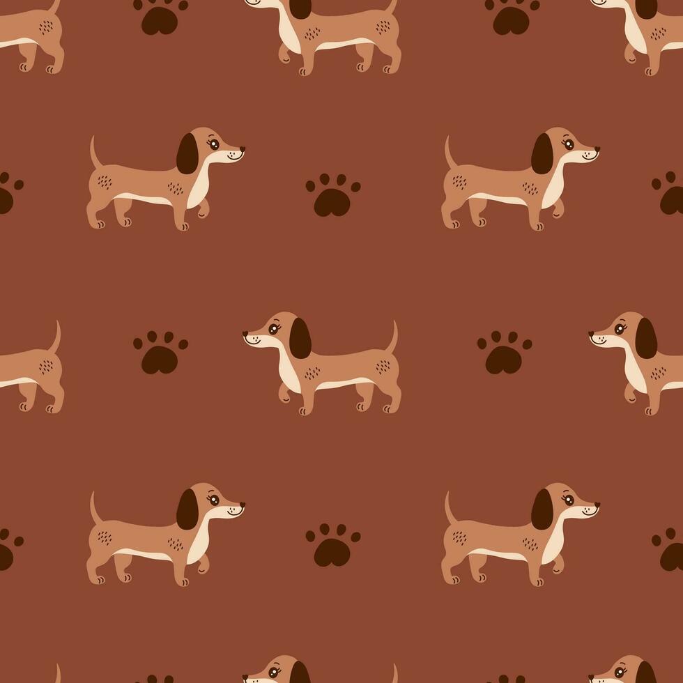 Dachshund dog seamless pattern vector