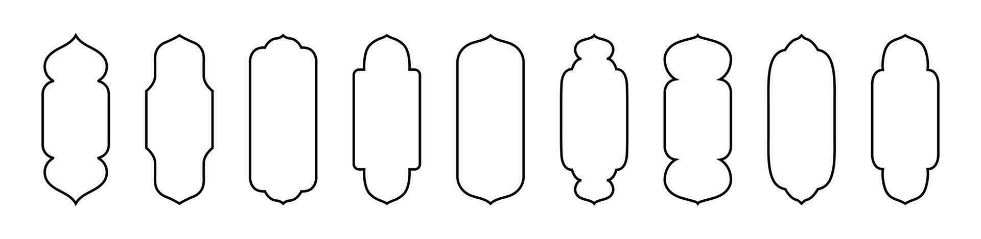islámico marco formas arcos frontera para el mes de Ramadán. diseño de aislado vector lineal adornos en un blanco antecedentes.