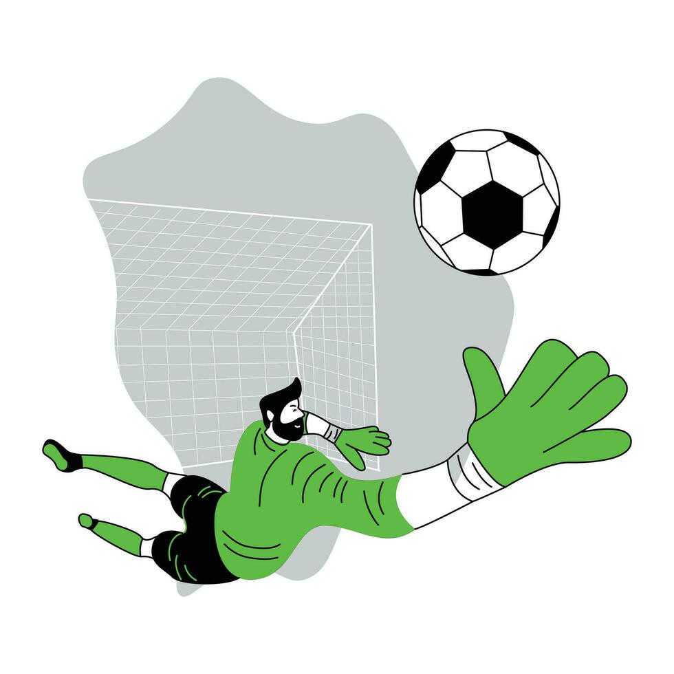 World Football Championship flat vector illustration used for graphic design,football player blocks the ball
