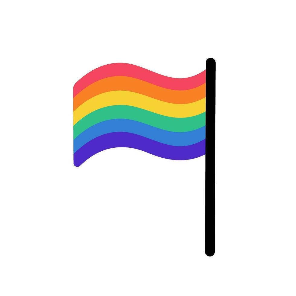 LGBT flag icon. Rainbow colored flag. LGBT sticker in doodle style. LGBTQ, LGBT pride community Symbol. LGBT banner. Vector illustration isolated on white background.