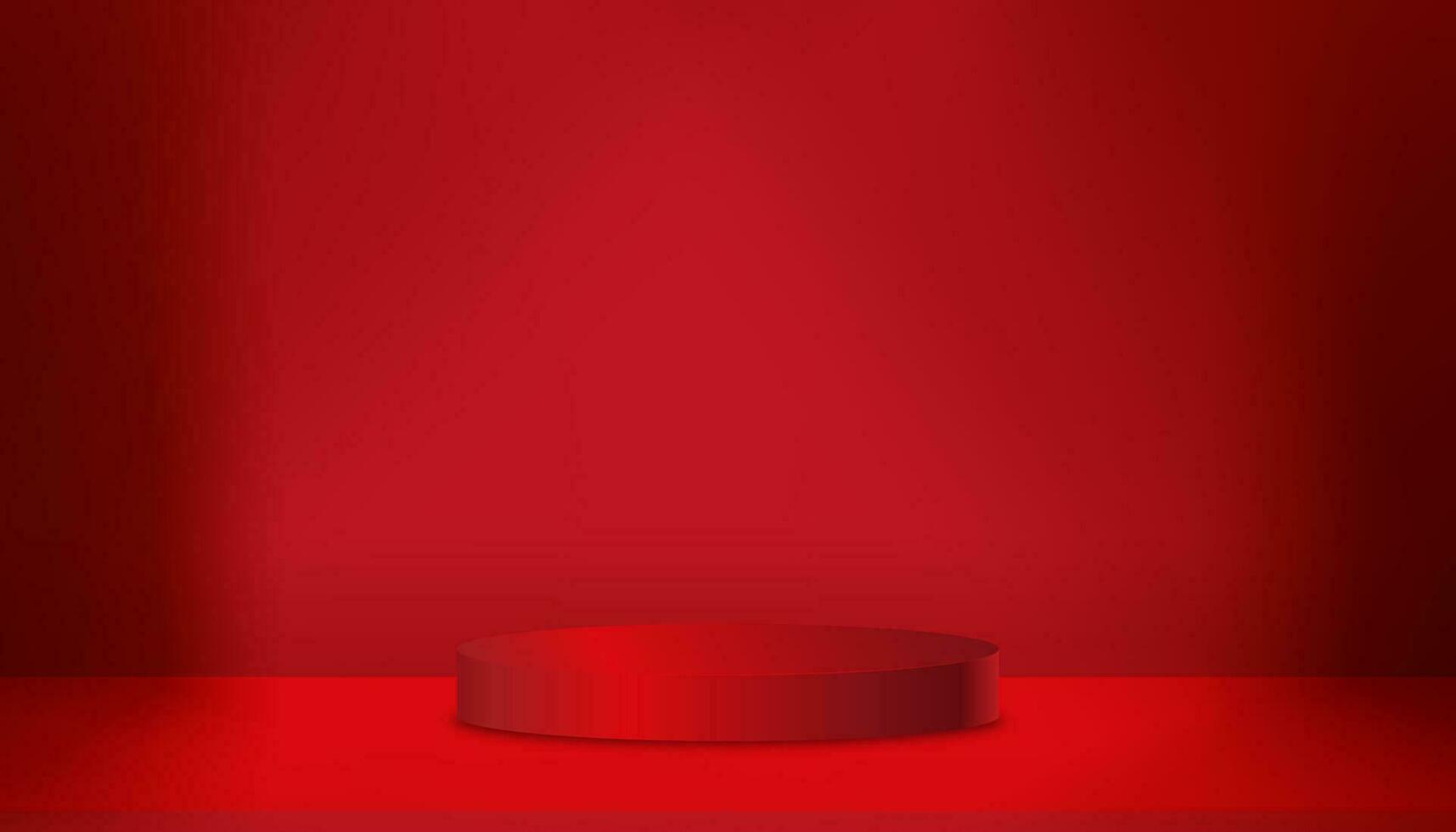 Red Background,Studio Room with light,shadow window reflection on wall,Empty Room display with Podium for Valentine product placement on website,Banner for Christmas,Chinese New Year vector