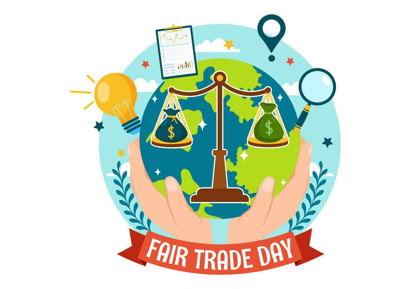 World Fair Trade Day Vector Illustration on 11 May with Gold Coins