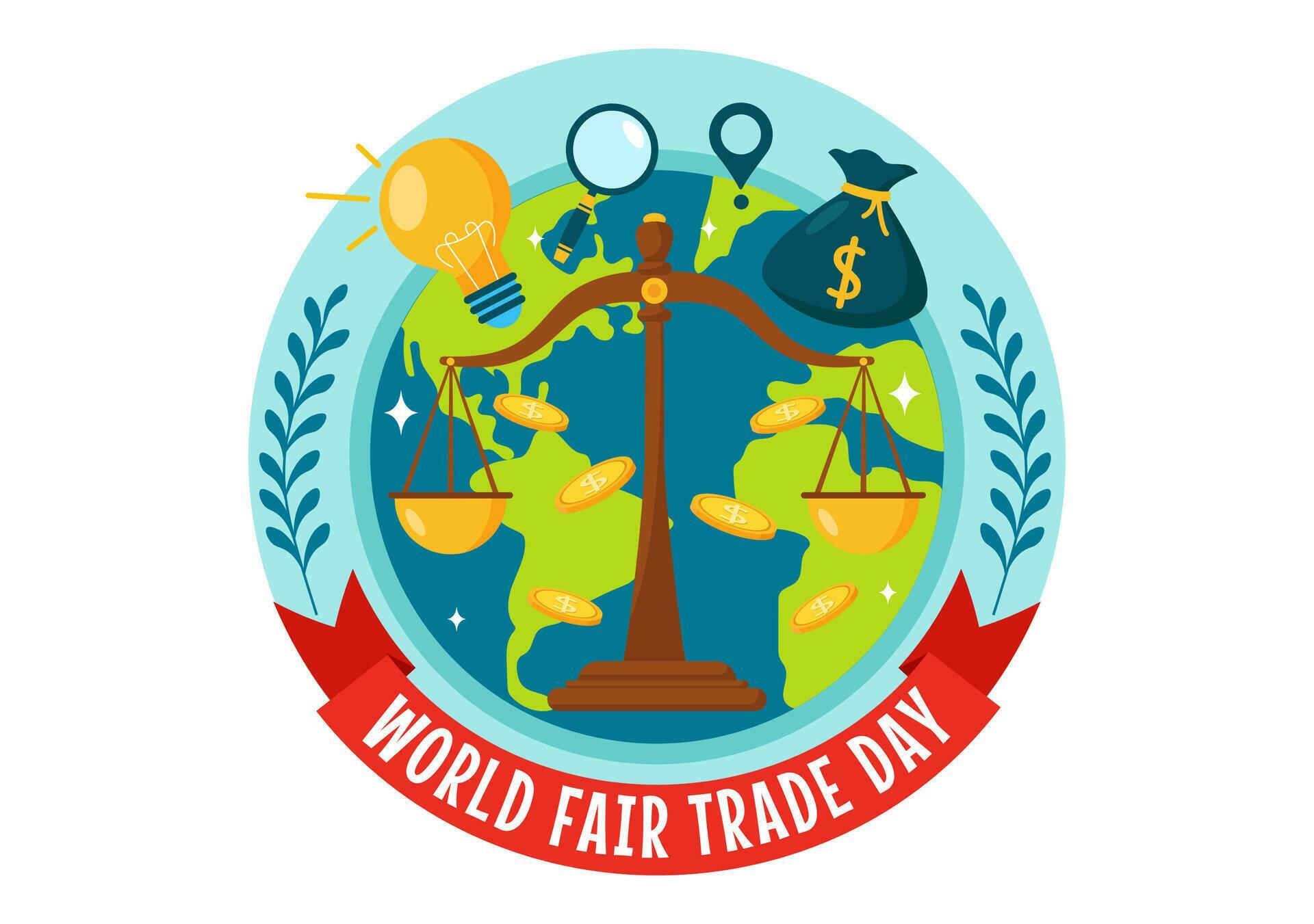 World Fair Trade Day Vector Illustration on 11 May with Gold Coins