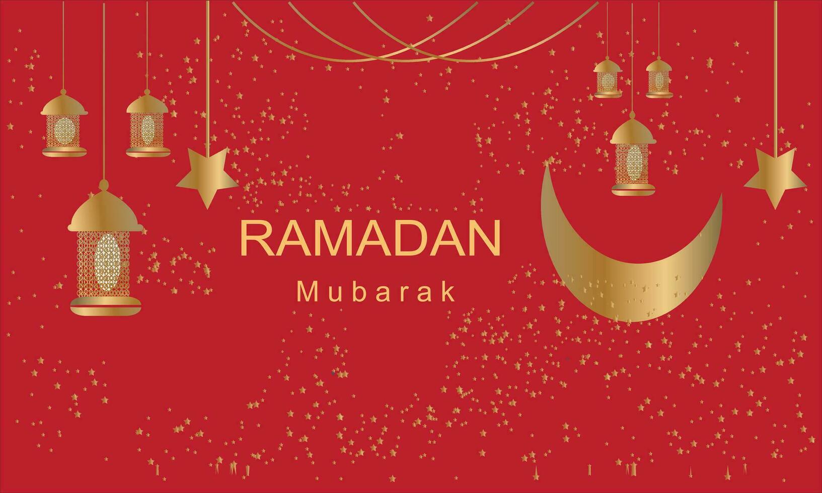 Ramadan Kareem Islamic Banner Template. Eid Mubarak Muslim poster design vector with a lantern, moon, and star in luxury background. Ramadan vector design element.