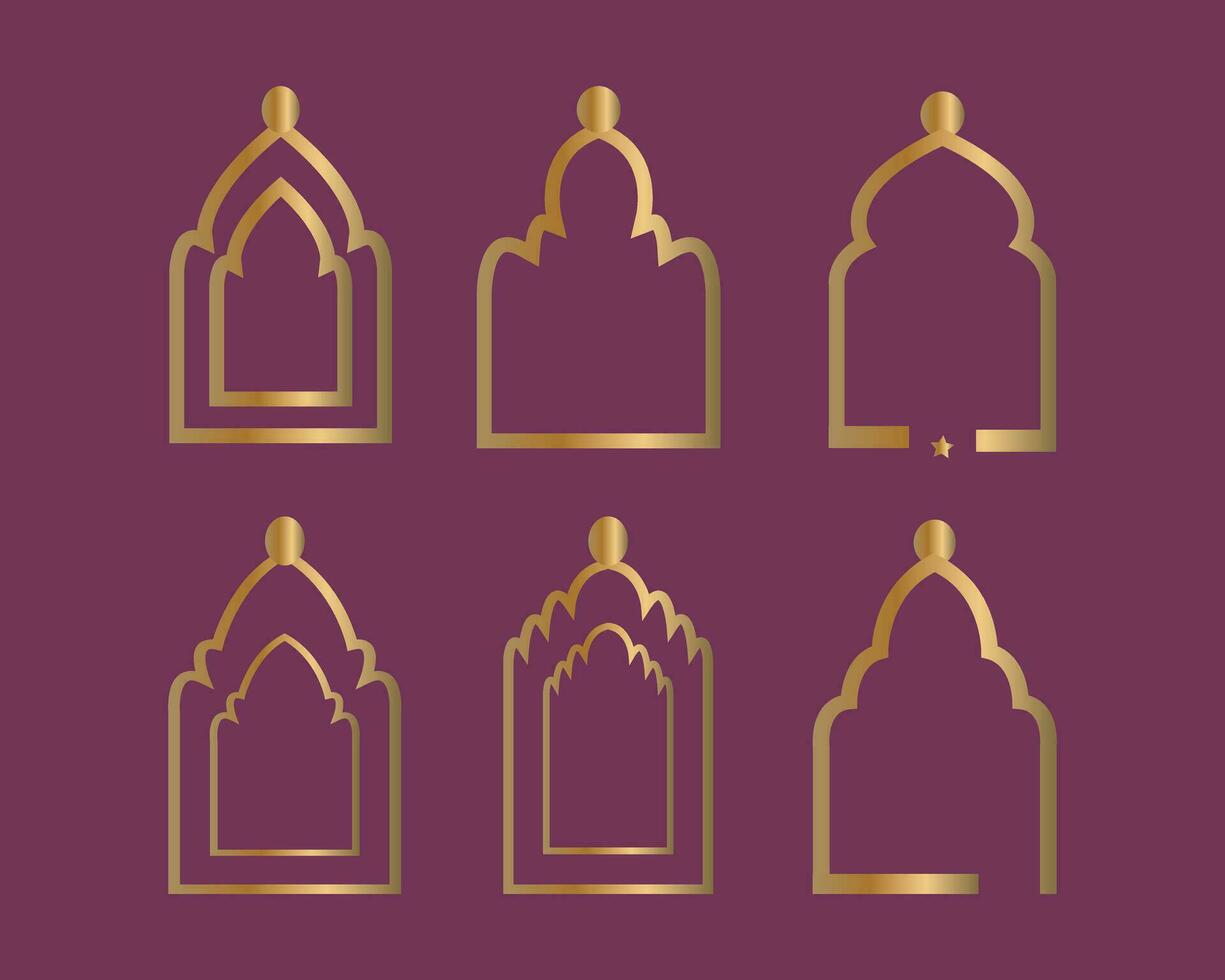 luxury Islamic mosque  frame border design vector. vector